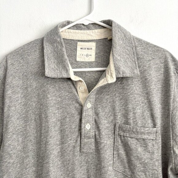 Billy Reid Gray Short Sleeve Polo Shirt with Chest Pocket Men’s Size XL - Picture 2 of 7